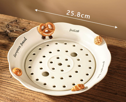 Bread Charm Caramic Plate(Double-Layer Drainage Tray) *ETA Aug 15 2026*