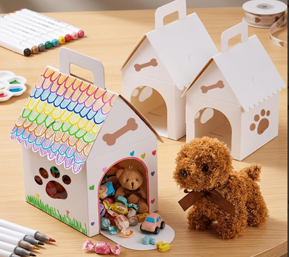 Handmade Dog with DIY Paper House Packing