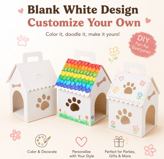 Handmade Dog with DIY Paper House Packing