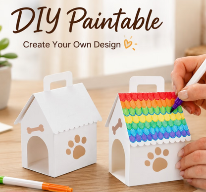 Handmade Dog with DIY Paper House Packing